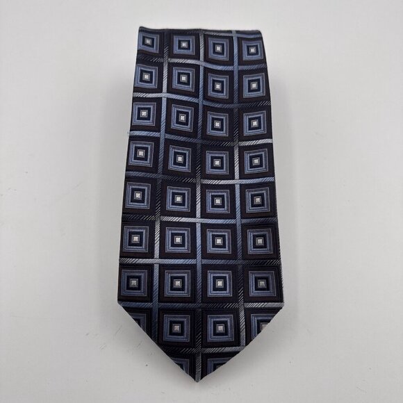 Roberto Villini Couture 7 Fold Purple Blue 100% Silk Tie Hand Made Modern Career - Picture 5 of 8